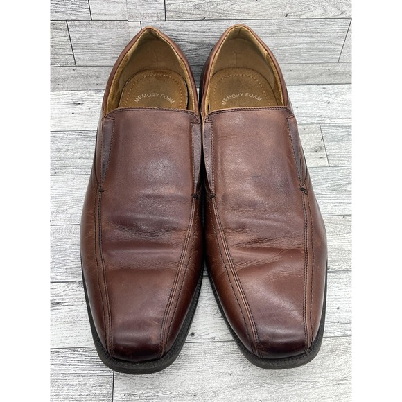 Florsheim Shoes Mens Size 10D Leather Memory Foam Slip On Square Toe Comfort Dre